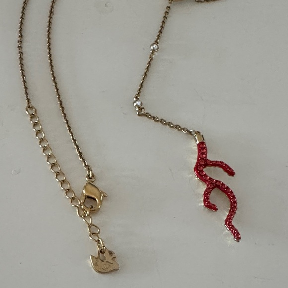 Swarovski Gold Necklace with Red Coral - Picture 5 of 5